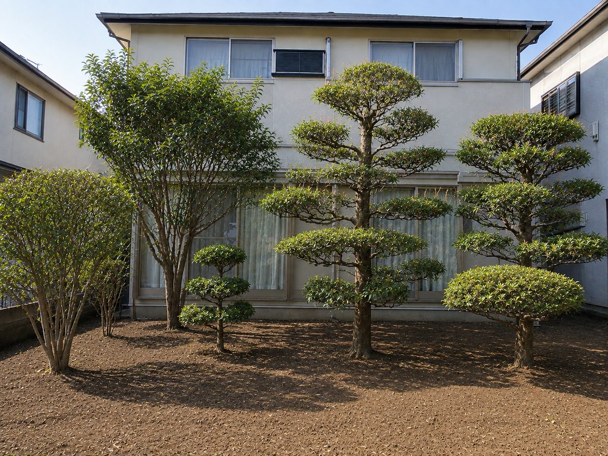 剪定後の庭木