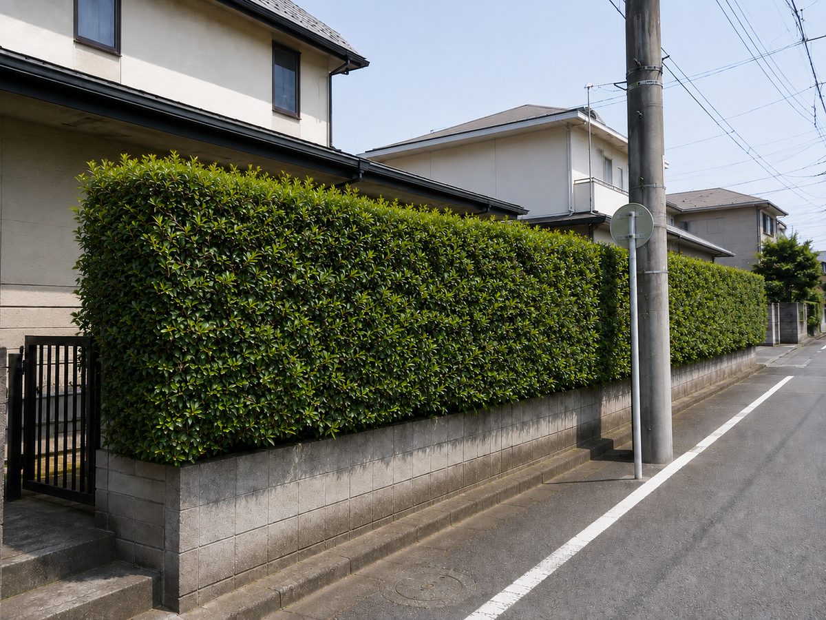 刈り込み後の生垣
